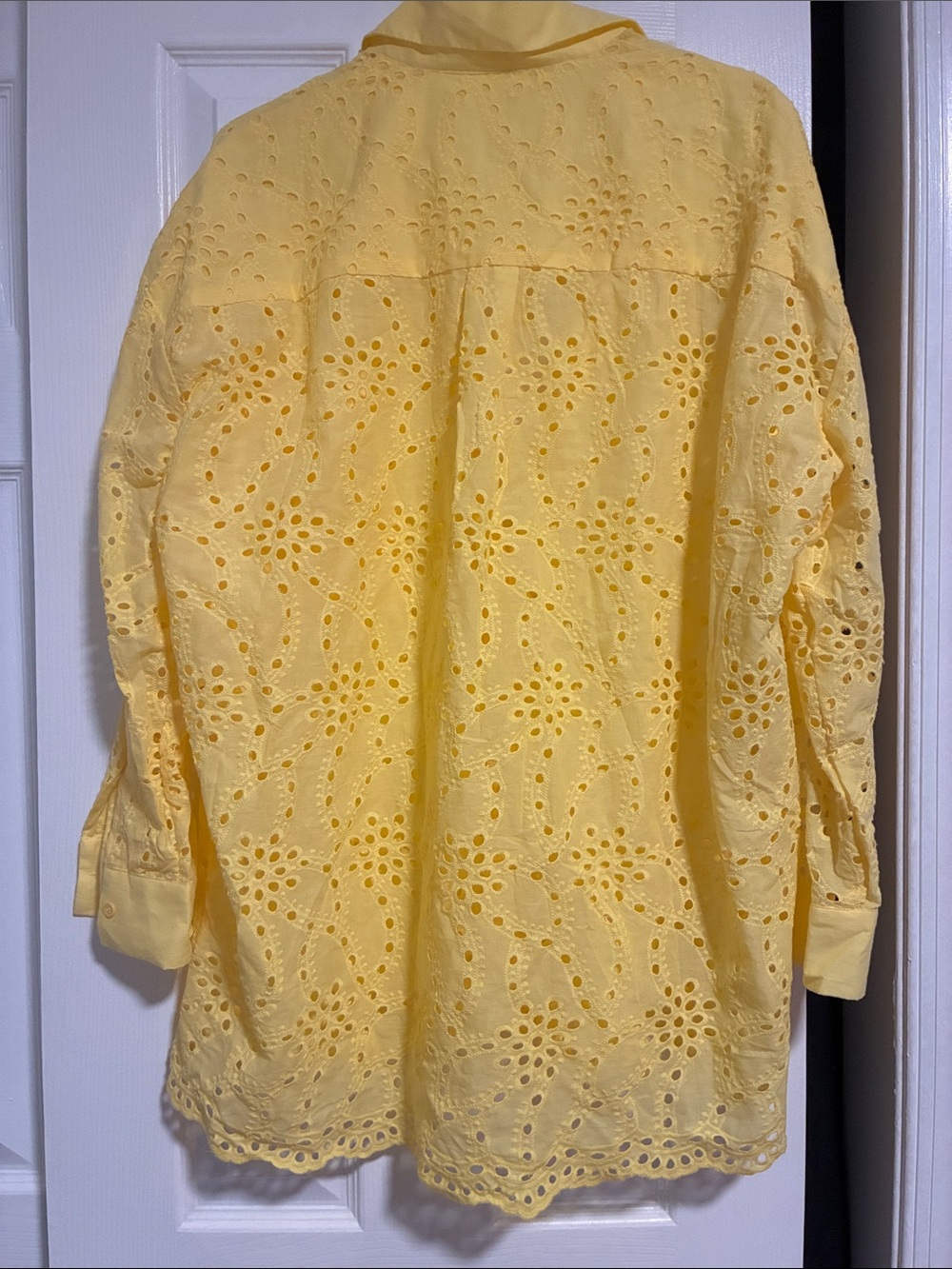 Yellow Eyelet Button-Front Tunic Top - Picture 2 of 2